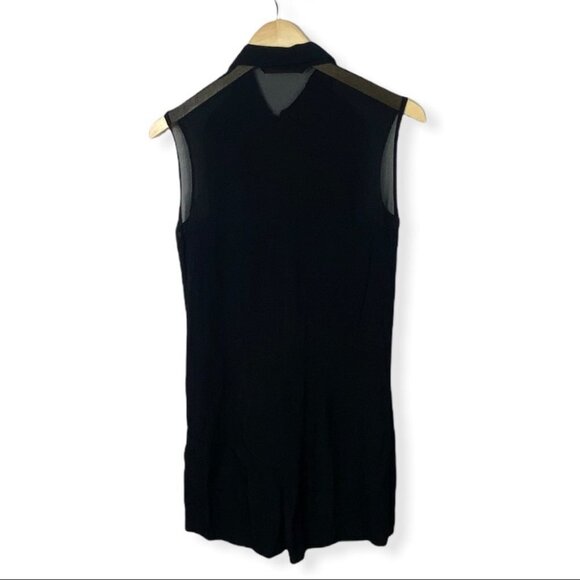 Zara Playsuit Black Button Front Romper Pockets Size XS Minimalist Sheer Minimal - Picture 7 of 15